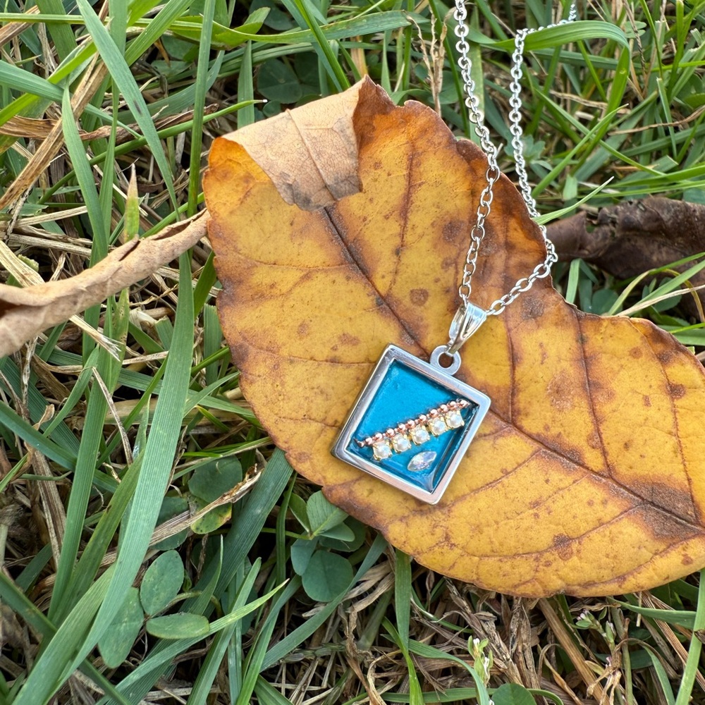 Chic Blue and Silver Geometric Handmade Necklace